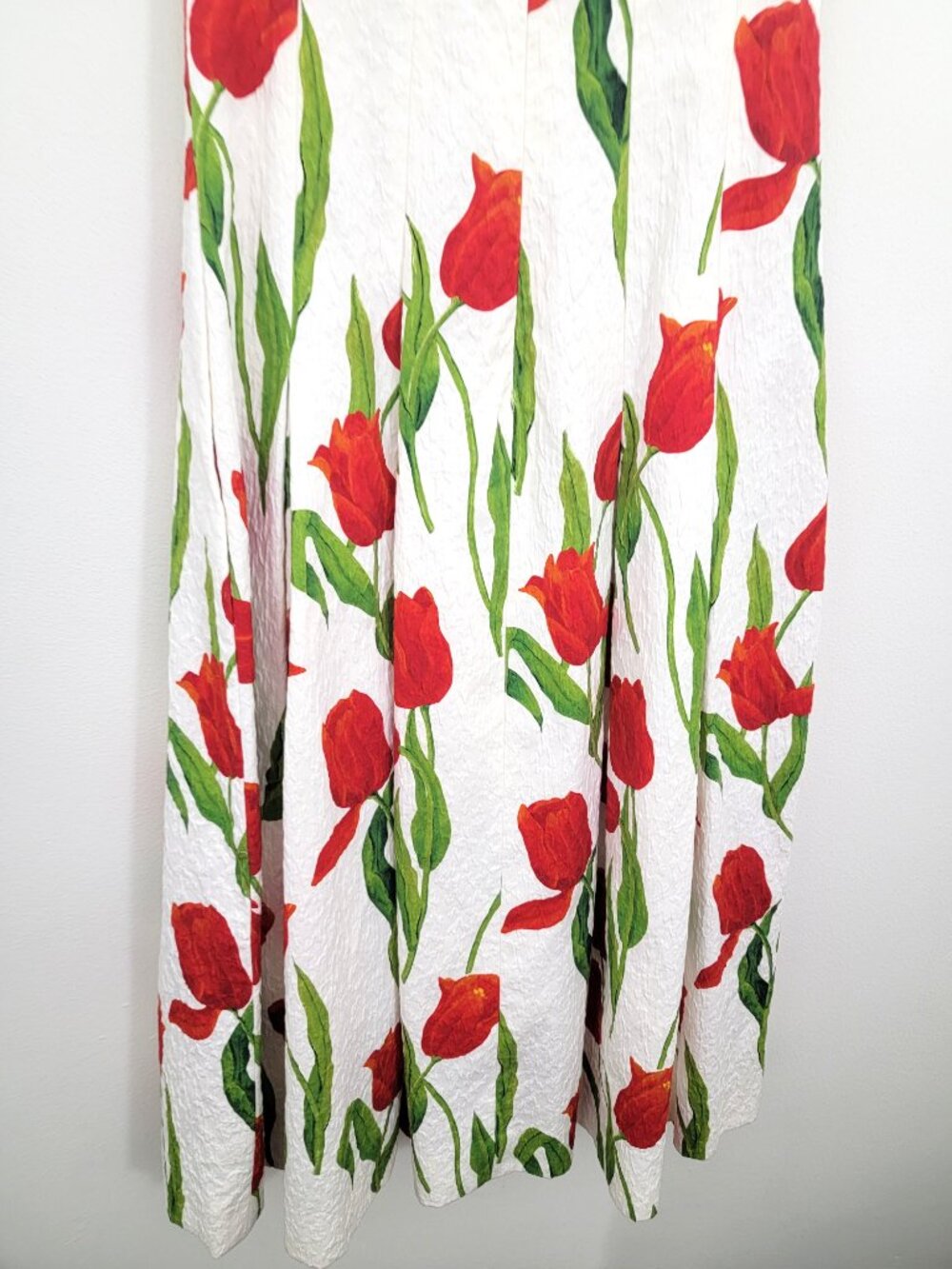 Oscar de la Renta Degradé Tulip Cloque Midi Dress White 4 - Picture 10 of 13